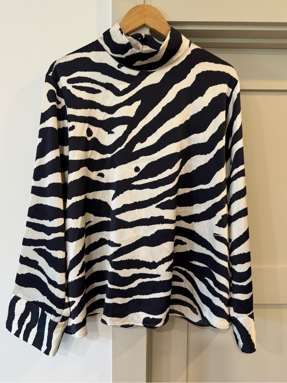 Black & White Zebra Print Turtleneck Blouse